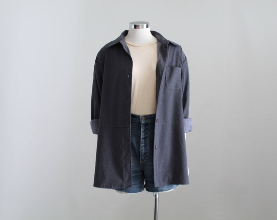 Charcoal Gray Shirt Jacket, Womens Grey Button Dow