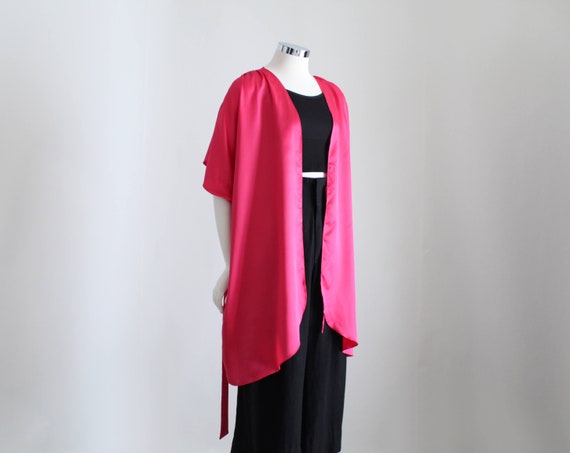 Hot Pink Kimono Robe, Womens Glamour Robe Jacket,… - image 2