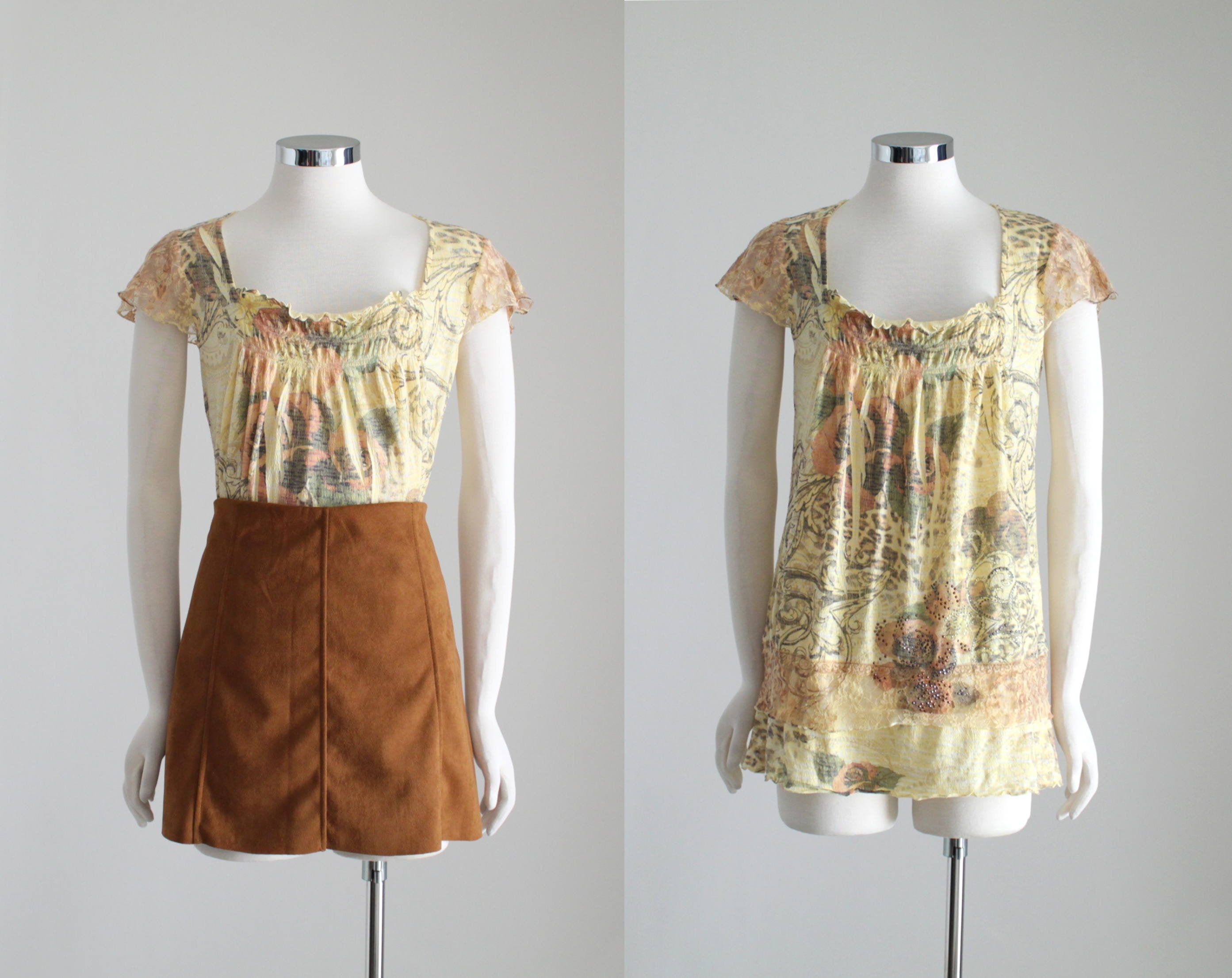 Fashion Tops Empire Waist Tops Pinko Empire Waist Top gold-colored-cream extravagant style 