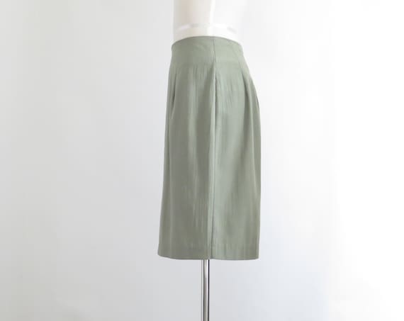 Khaki Green Skirt, Womens 90s Minimal Skirt, 80s … - image 4