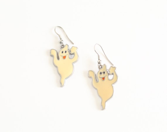 Ghost Earrings, Vintage Ghost Dangle Earrings, 80… - image 1