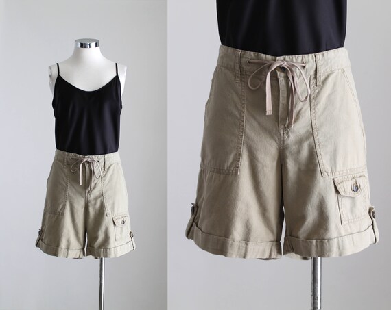 Linen Cotton Shorts, Womens Khaki Cargo Shorts, Dr
