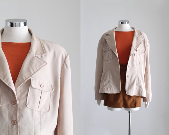 Beige Chore Jacket, Womens Safari Jacket, Chore B… - image 1