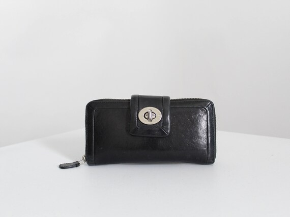 Vintage Coach Wallet, 90s Coach Black Leather Wall