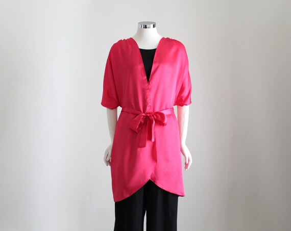 Hot Pink Kimono Robe, Womens Glamour Robe Jacket,… - image 6