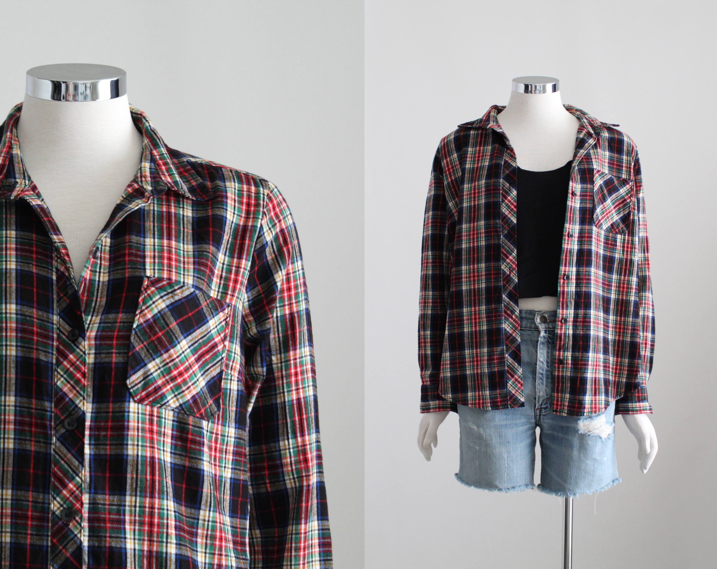 Plaid Shirt Womens Flannel Shirt Grunge 