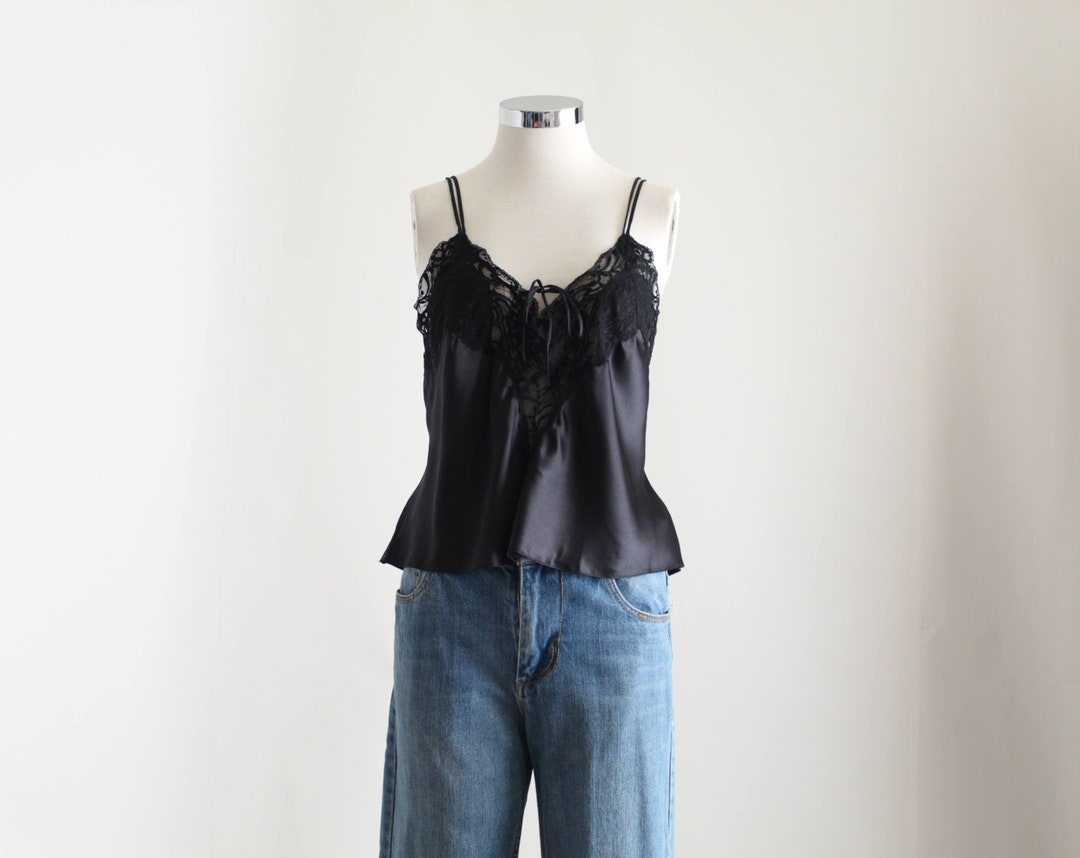 Victorias Secret Lace Cami, Womens Vintage Cami, Lace Tank Top, Tie Top