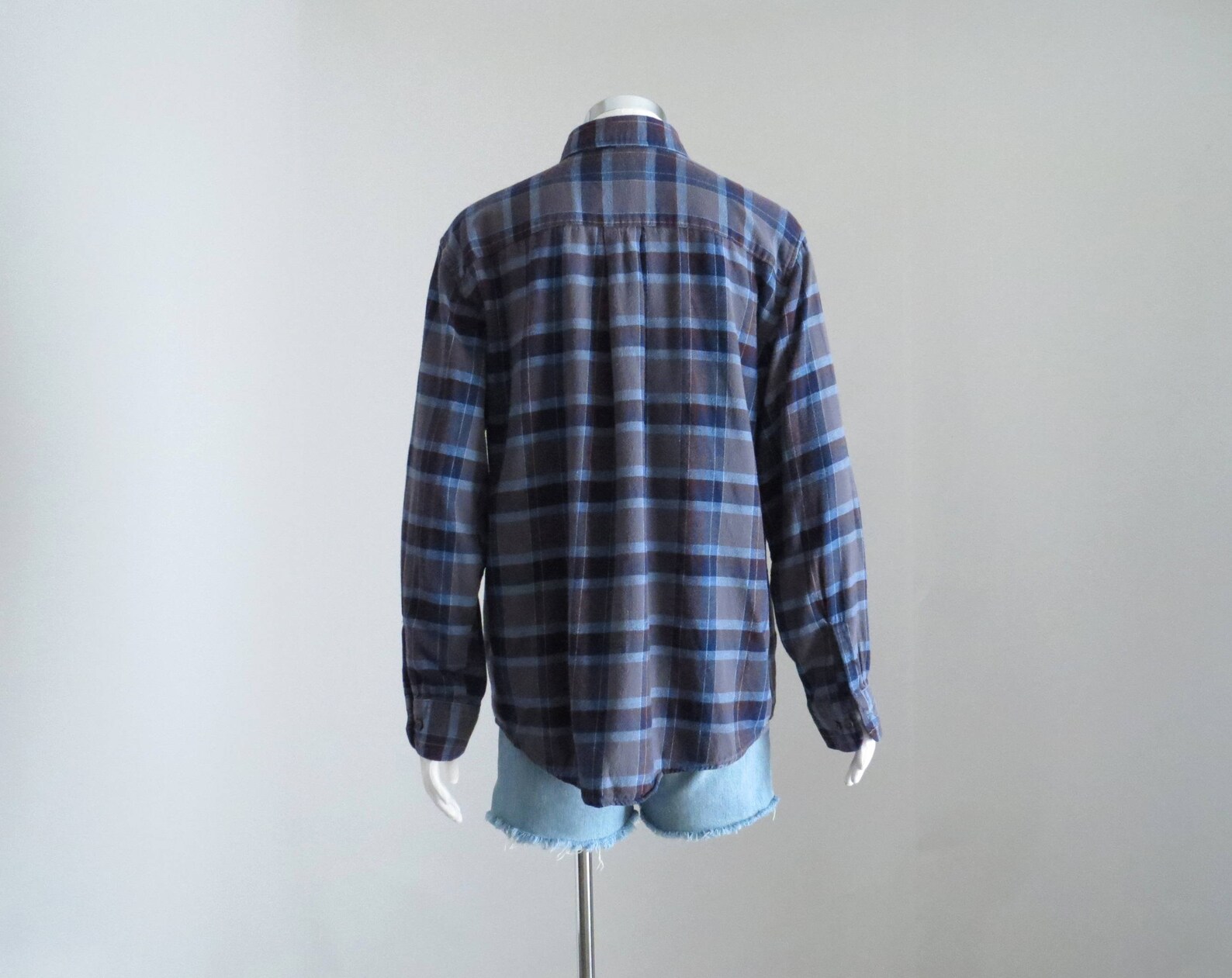 Blue Flannel Shirt 90s Aesthetic Grunge Plaid Shirt Blue Etsy