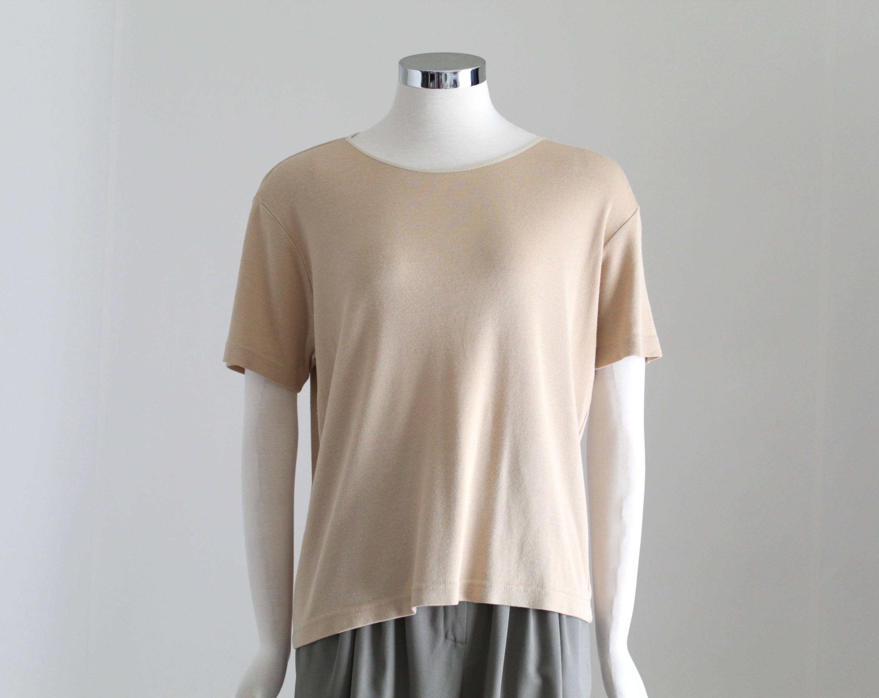 Beige Shirt Womens Cottagecore Shirt 90s Ribbed Top Knit - Etsy UK