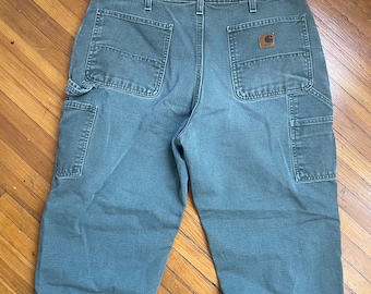 2000er Jahre Grüne Carhartt Latzhose Gr. 36 x 32