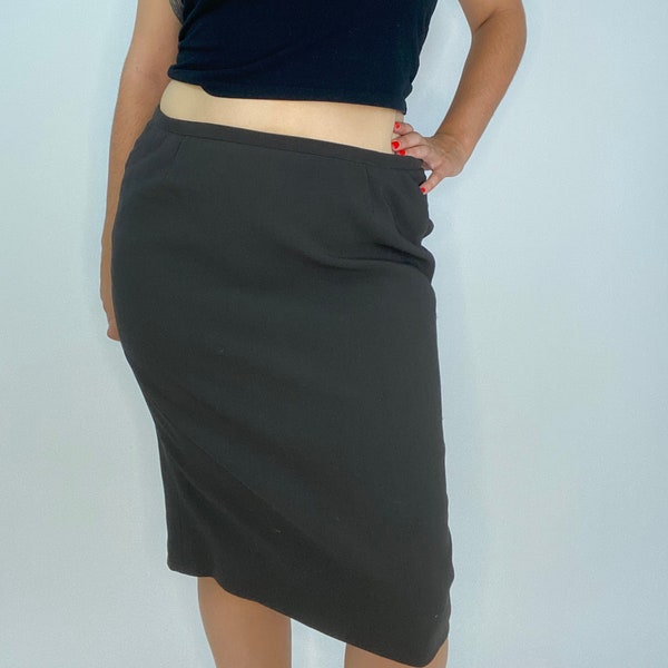 1990s Georgio Armani Skirt / Designer Brown Pencil Skirt Large-XL Vintage