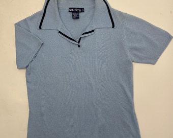 Vtg Nautica Tricot Chemise Polo / y2k 90s Chemise