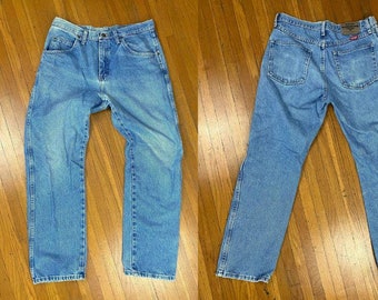 Vintage 90's Wrangler Western Distressed Jeans Western Comfort Jeans W33 L30 Made In Mexico Waist 33"