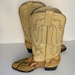 Vintage Mens Exotic Python Cream Leather Embroidered Panel Cowboy ...