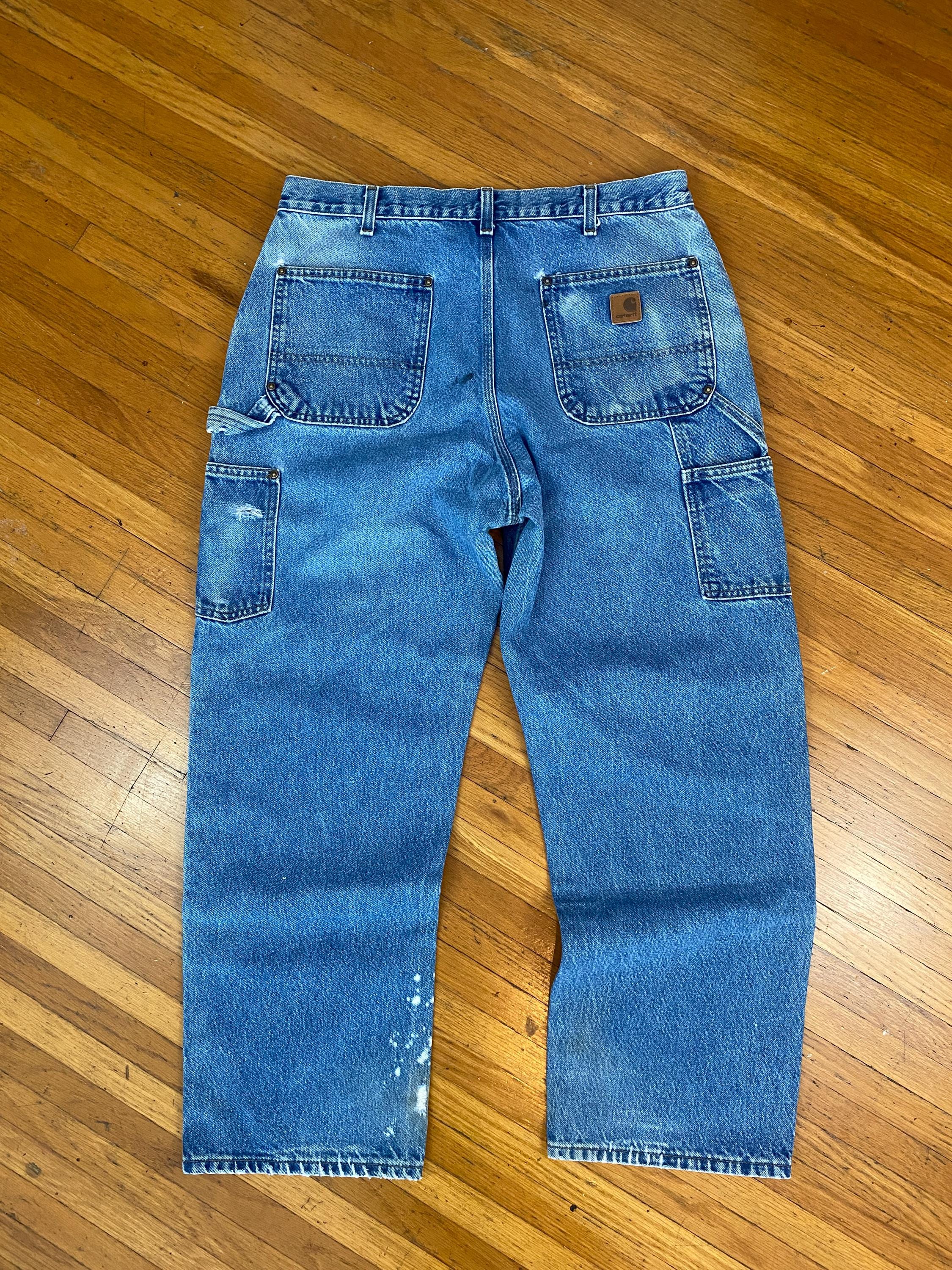 Vintage Carhartt Double Knee Distressed Dungaree Work Denim