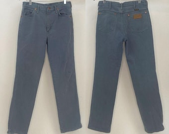 Vintage Wrangler Grey Blue Boot Cut Denim Pants Size 31 x 32 Made in USA