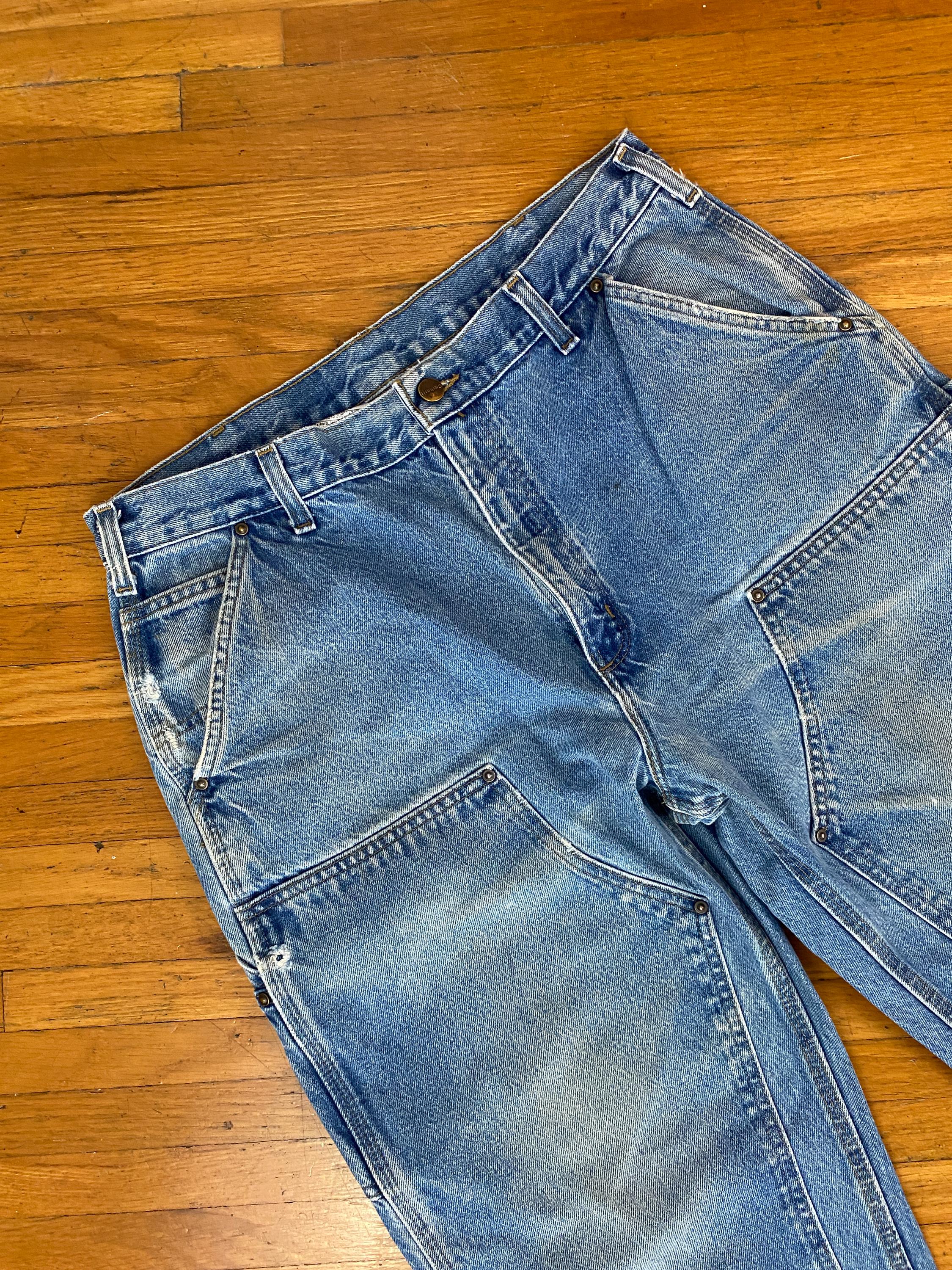 Vintage Carhartt Double Knee Distressed Dungaree Work Denim
