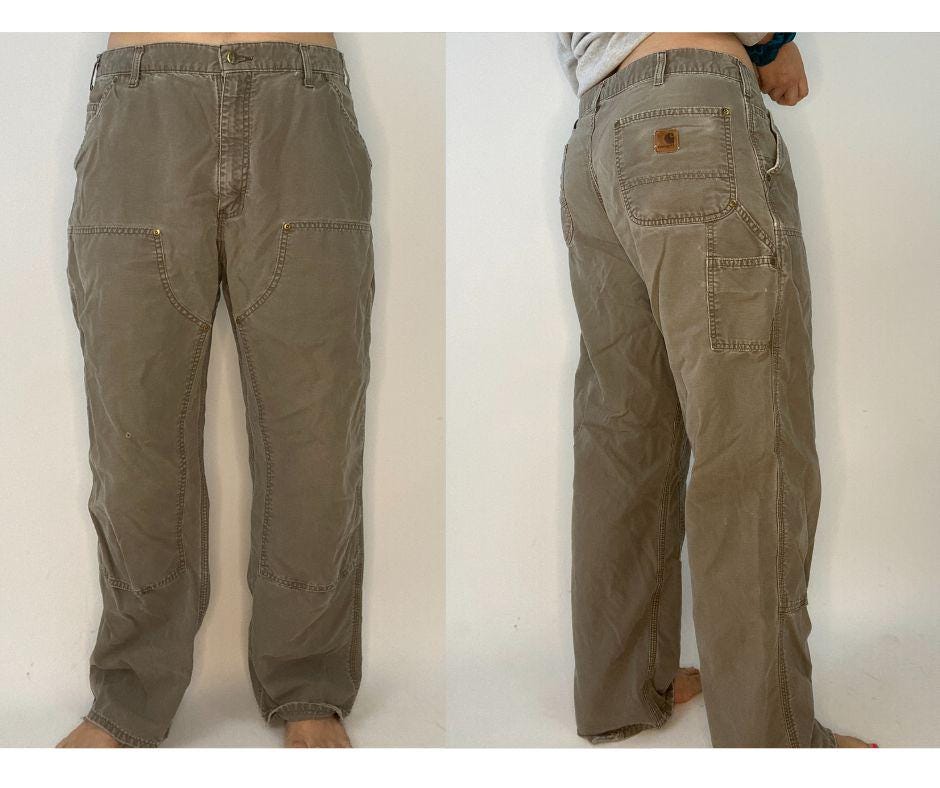 Carhartt USA 80s Nylon Double Knee Hunting Pants Brown W34
