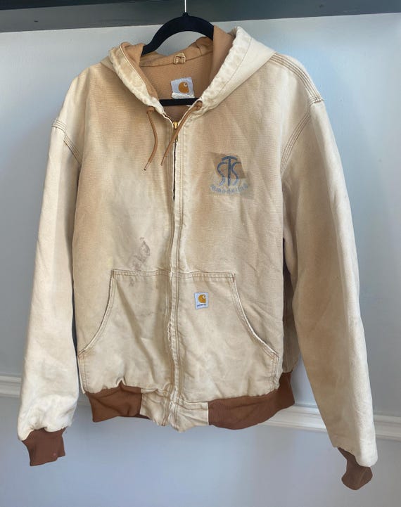 ジャケット・アウター Carhartt thermal liner zip up hoodie y2k Vintage Y2K Workwear Tan Brown Carhartt Canvas Hooded Jacket