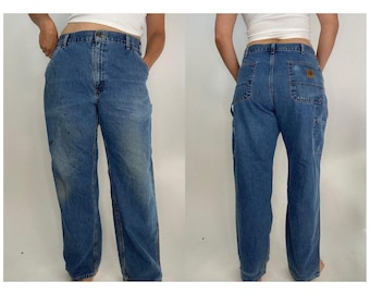 Vintage 1990s Carhartt Carpenter Jeans Size / 90s Carhartt / Mid Wash Carhartt / Vintage 90s Workwear