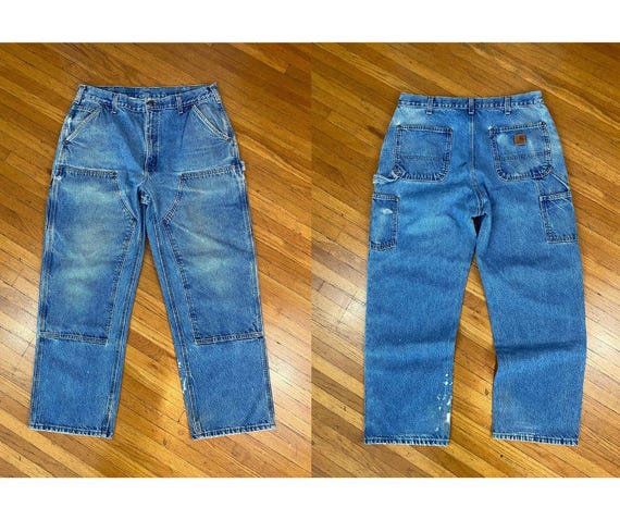 パンツ Carhartt DUNGAREE PAD PANT denim 90s Rare Vintage CARHARTT Zip Fly Original Dungaree Fit Denim