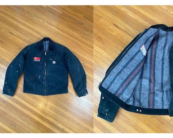 Vintage Distressed Black Carhartt Detroit Jacket