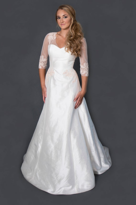 silk fit and flare wedding dress