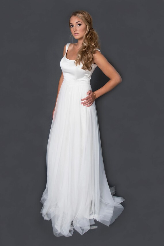 Sample Sale Rae Stretch Satin Wedding Dress With Skirt Of Etsy