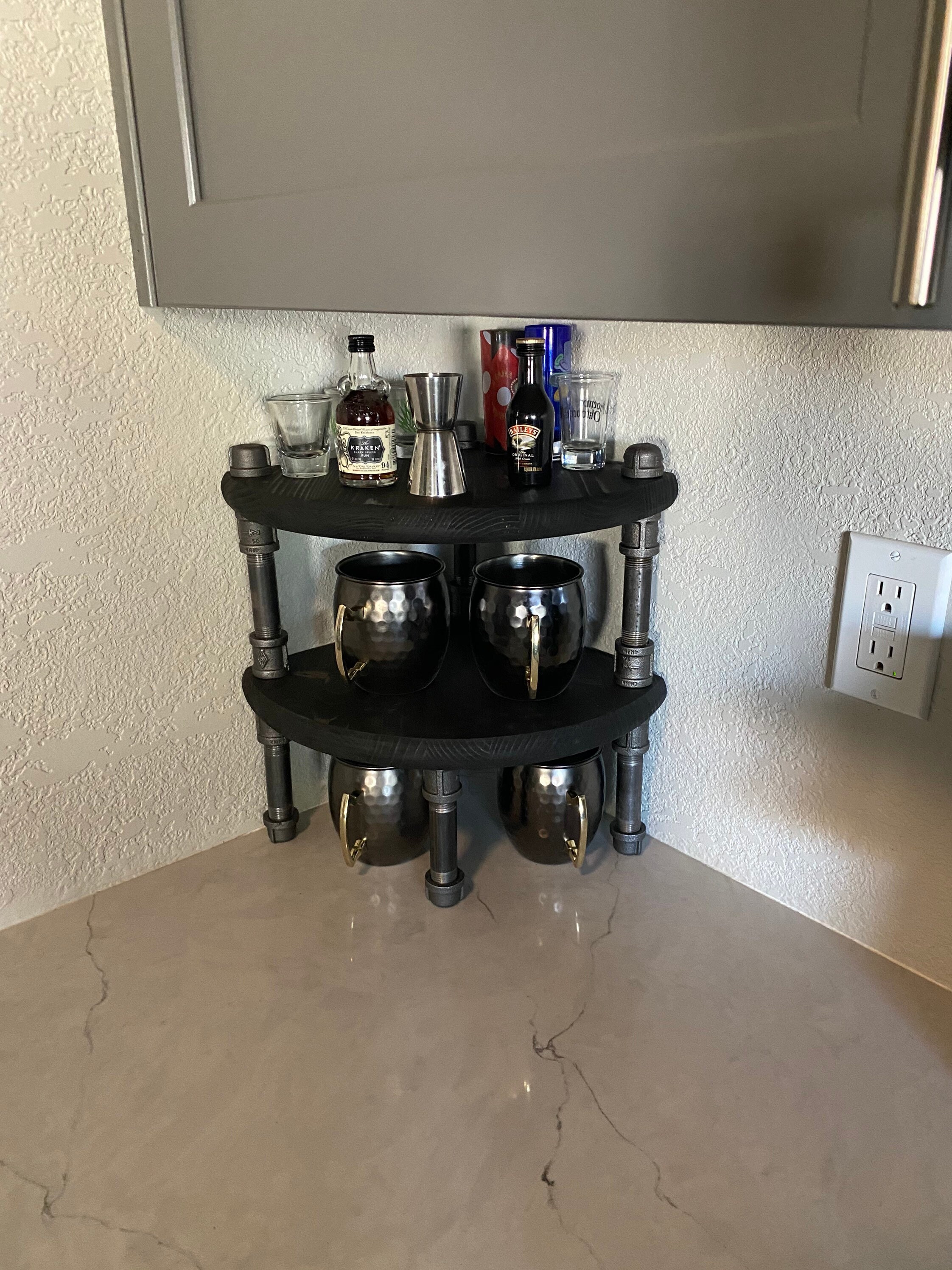 Corner Tiered Elevated Kitchen Shelf Counter Shelf Farmhouse Etsy
