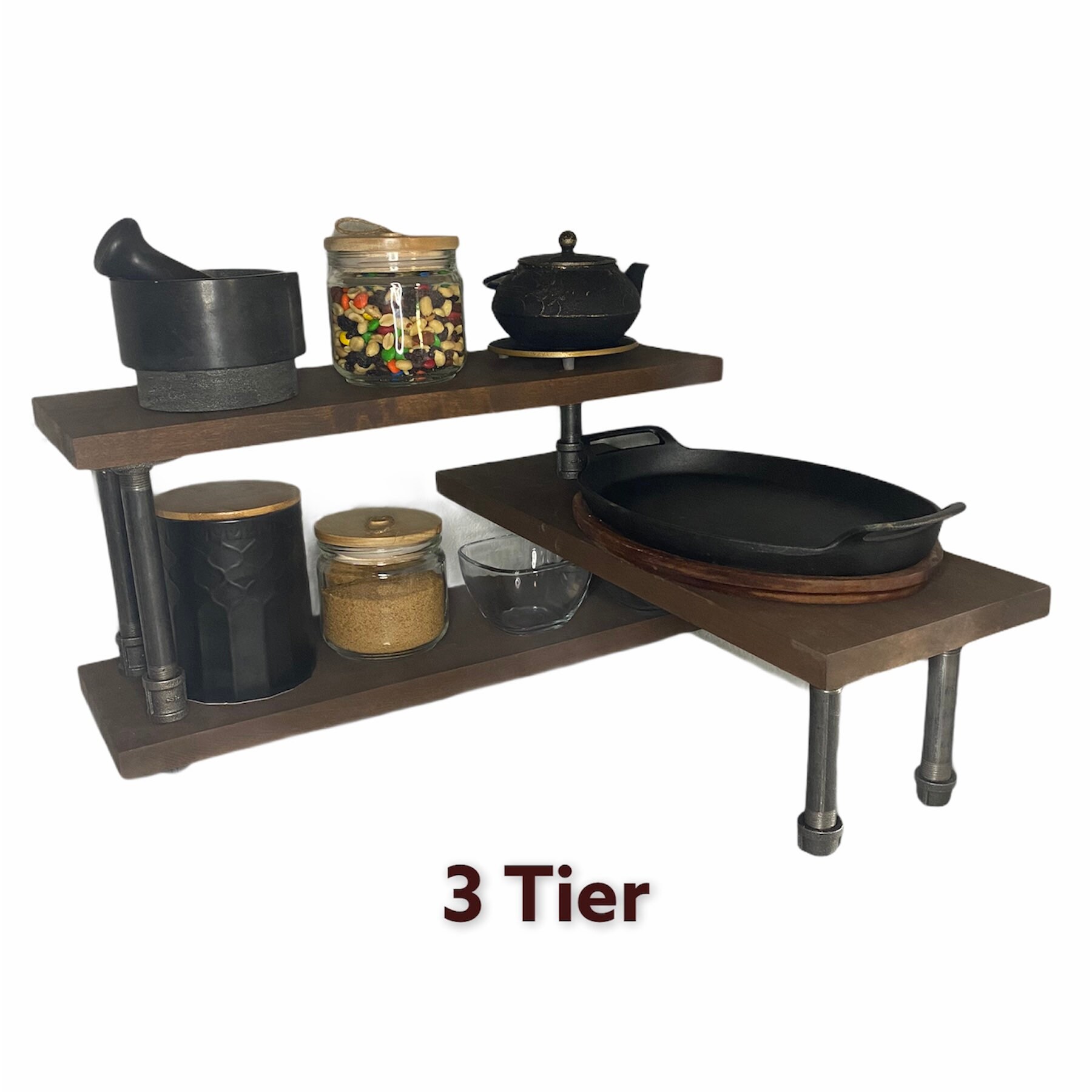 Buy Corner Shelf 3 Tier, Countertop Organizer, Kitchen Space Saver, Wood  Coffee Bar, Office Display, Spice Rack, Rustic Canister Riser Online in  India 