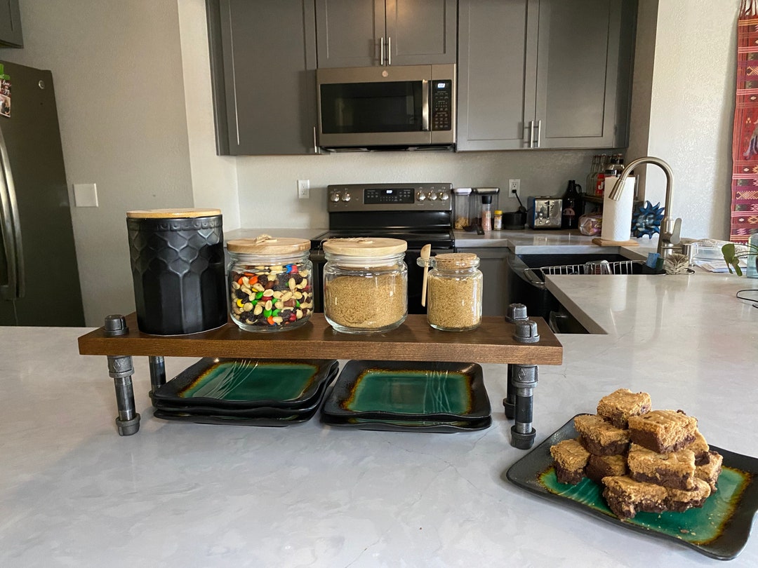 Counter Top 6 Deep Shelf, Canister Riser, Rustic Party Centerpiece