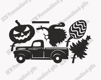 Navidad, Acción de Gracias, Halloween, Pascua, SVG de camión