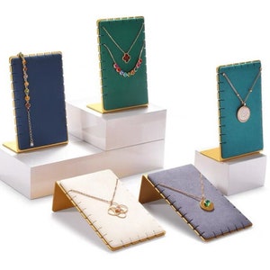 L-vormige ketting displaystandaard, metalen kettinghouder, unieke sieradendisplay voor kettingen, grijs, groen, rood, zwart, beige, veelkleurig