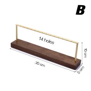 Wood and Metal Earring Holder, Earring Stand, Earrings Display Set, Gold Earring Display Stand, Earring Holder Stand with Holes B