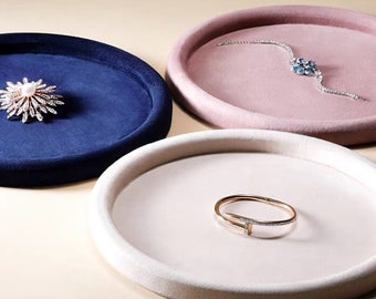 Bandeja de exhibición de joyas, bandeja de exhibición de collares de terciopelo, soporte de exhibición de joyas, plato de exhibición de collares, plato de soporte de joyas, rosa, azul, negro