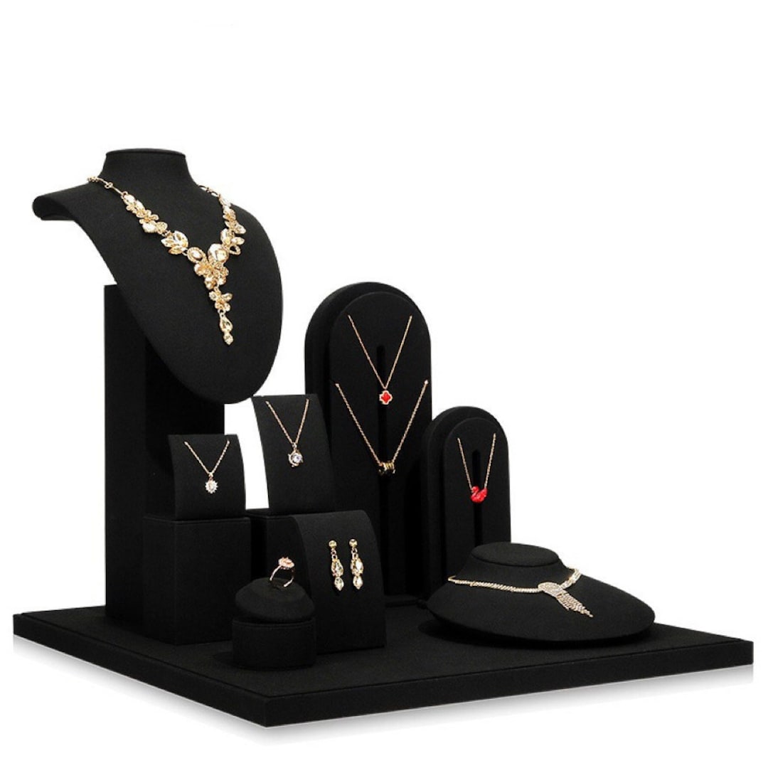 Black Jewelry Display Set, Necklace Display Set, Necklace Display Stand