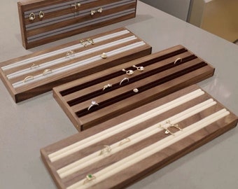 Ring Display holder, Ring Display Stand, jewelry holder stand for rings, jewelry stand with tray, jewelry display stand wood unique