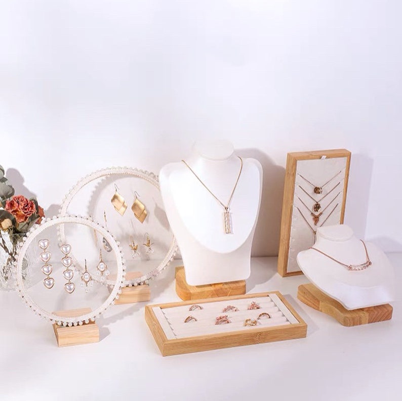 Wood Jewelry Display Set Jewelry Organizer Necklace Display Etsy