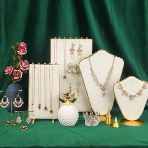 White Velvet Necklace Display Stand, Jewelry Display Stand, Necklace Display Holder, Jewelry display for craft show, Jewelry Display Set