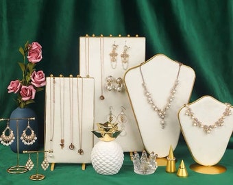 Wit fluwelen ketting displaystandaard, sieraden displaystandaard, ketting displayhouder, sieraden display voor ambachtelijke show, sieraden display set