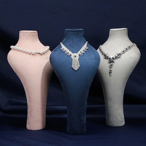 Slender Necklace Display Stand, Elegant Jewelry Display Set, Unique Necklace Display Bust, Necklace Mannequin Stand
