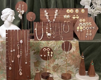 Soporte de exhibición de pendientes de madera, soporte de soporte de pendientes, soporte de exhibición de joyas de madera, busto de exhibición de joyas, conjunto de exhibición de joyas-AN010