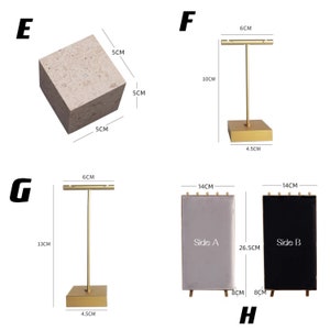 Set di espositori per gioielli in pietra naturale, alzate e piattaforme per gioielli, espositore per collane, supporto per gioielli in marmo, espositore per orecchini immagine 9