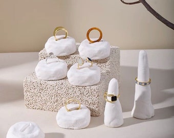 Cône d’anneau blanc, ensemble d’affichage de bijoux, présentoirs de bague uniques, support de bague, support de bague, ensemble d’affichage de bague