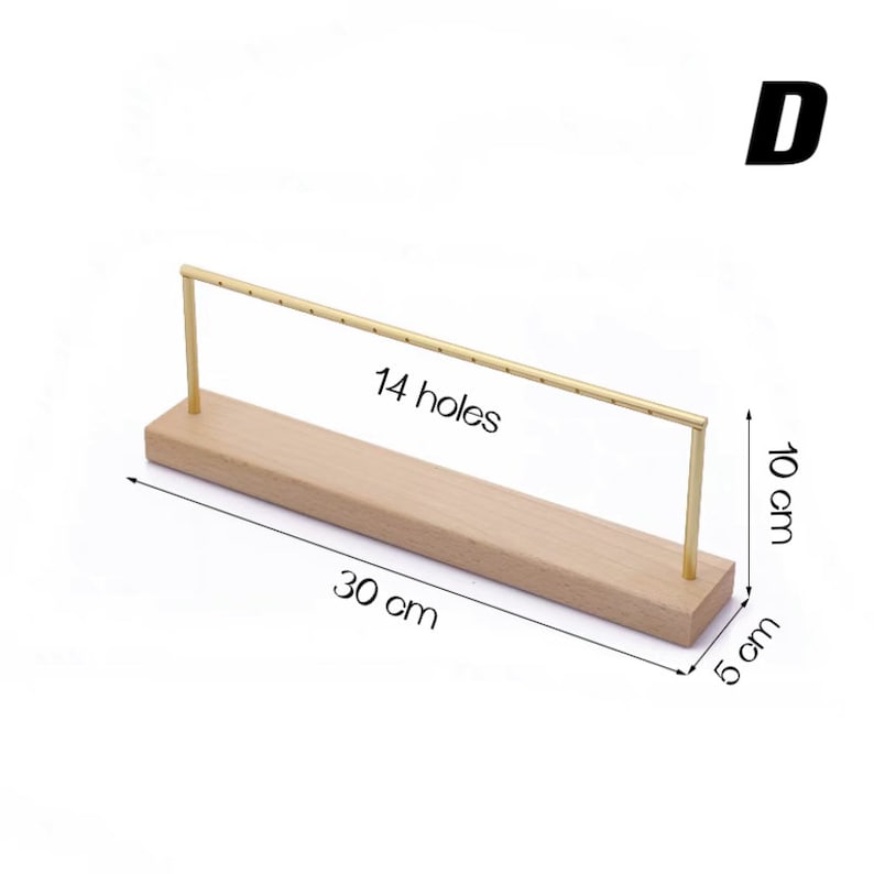 Wood and Metal Earring Holder, Earring Stand, Earrings Display Set, Gold Earring Display Stand, Earring Holder Stand with Holes D