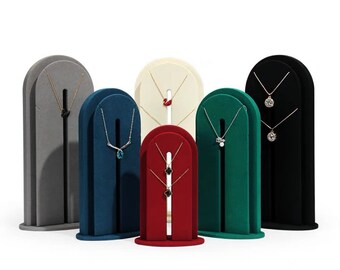 thumbnail image 2 of Modern Black Burlap Necklace Display Easel Stand - Holds 3 Pieces, Padded 2 of 6