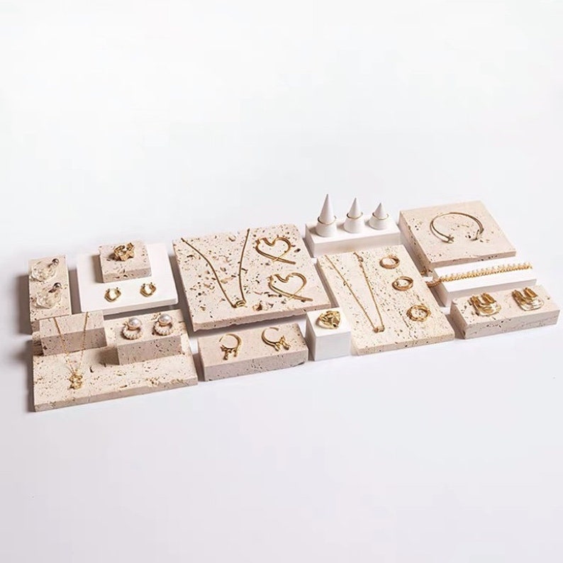 Stone Jewelry Display Set Jewelry Risers and Platforms Etsy