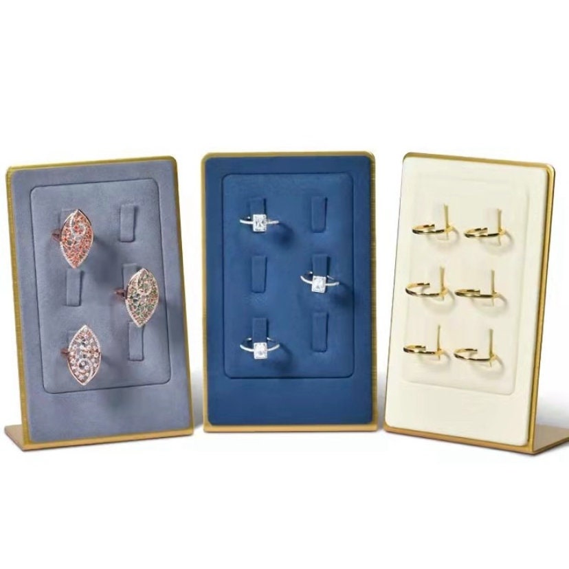 Glass Shape Rings Display L-shape Ring Display Stand, Metal Ring Holder, Unique Jewelry Display ...
