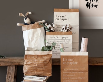 Français Rangement de sacs en papier, Sacs en papier kraft, Rangement de sac en papier, Intérieur pour enfants, Rangement de jouets, Sacs de rangement, Emballage cadeau, Vie simple, Nordique