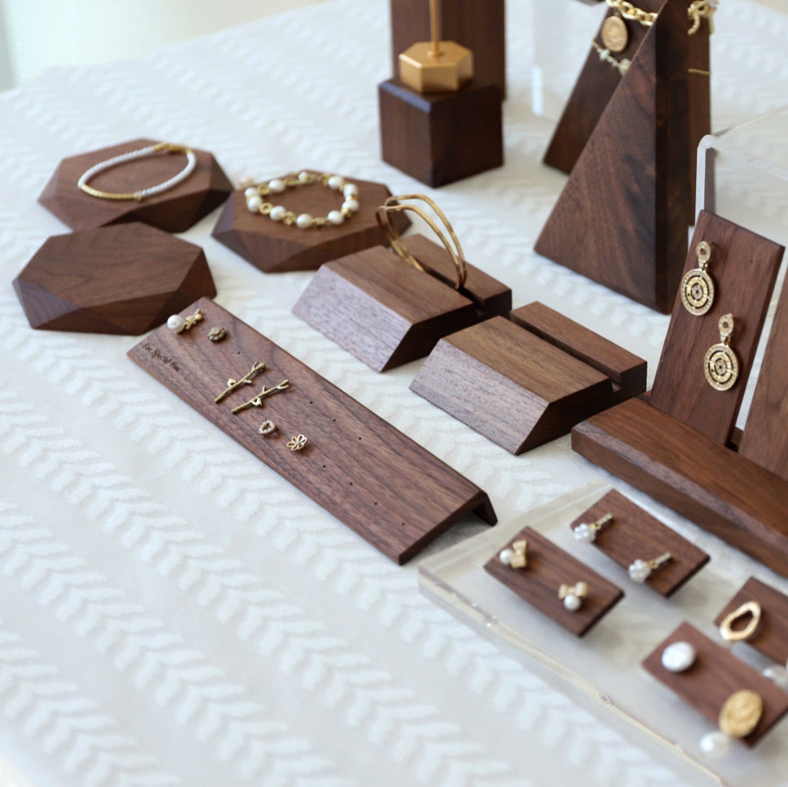 Wood Jewelry Display Set Earring Display Stand Earrings Etsy